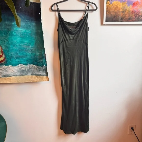 NWOT Anthropologie Elyse Cowl Neck Slip Dress in Moss Green Size XS - Picture 4 of 6